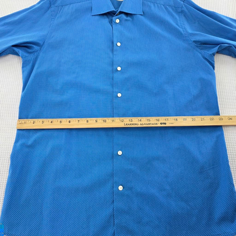 ETON Shirt 17 43 Blue Micro Dot Floral Men’s Cotton Dress Shirt Quiet Luxury - Picture 6 of 16